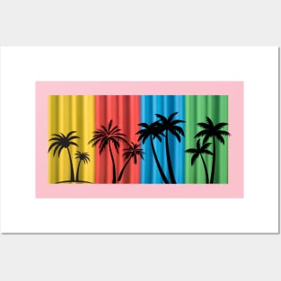 Palm Trees with Colorful Design Posters and Art